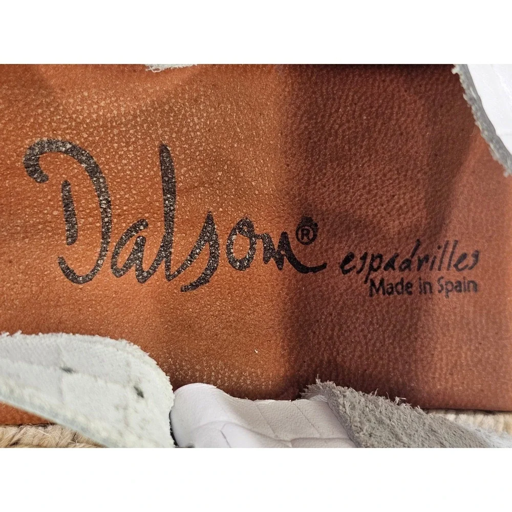 Dalson Espadrilles White Croc‎ Embossed Leather Slingback Sandals Womens 8 Spain
